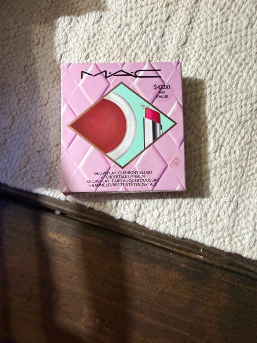 MAC Cosmetics Pink Clear Travel Pouch with Boxed Lip and Cheek Product.